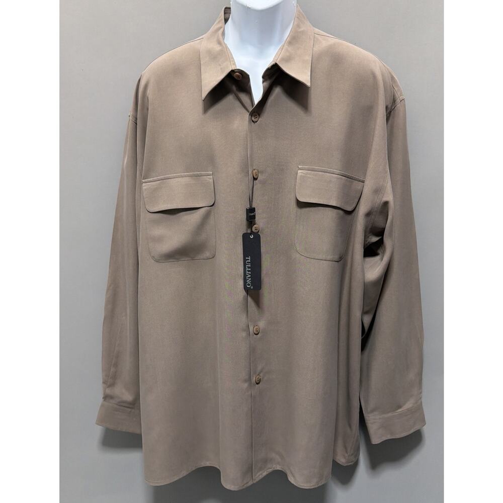 Men's Taupe Button-Up Shirt